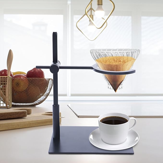 Poggyyi Pour Over Coffee Maker Stand, Detachable Universal Coffee Stand, Portable Espresso Machine Metal Dripper Stand Suitable for Coffee Grinder Stand Easy to Carry Office, Home, Camping, Black