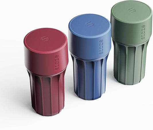 Staze Air Tight Smell Proof Container (148ml) – Vacuum Seal Stash Jar - Waterproof Food Storage Canister, Portable Small Smell Proof Jar for Coffee, Herb, Spice & Gummies - (MIDNIGHT TRIO)
