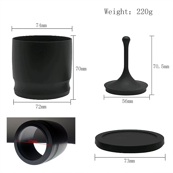 Coffee Dosing Cup, Espresso Dosing Cup, Coffee Dosing Ring Powder Receiver Container, Dosing Rings Press Aluminum Alloy Anti Flying Coffee Powder Picker Coffee Accessories 58mm(black)