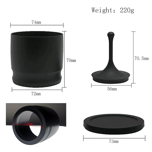 Coffee Dosing Cup, Espresso Dosing Cup, Coffee Dosing Ring Powder Receiver Container, Dosing Rings Press Aluminum Alloy Anti Flying Coffee Powder Picker Coffee Accessories 58mm(black)