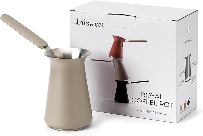 UNISWEET Turkish Coffee Pot - Coffee Maker, Briki Greek Turkish Pot, Arabic Tea Pot, Cezve/Ibrik Coffee Pot for Stovetop(400 ml,Serves 5)