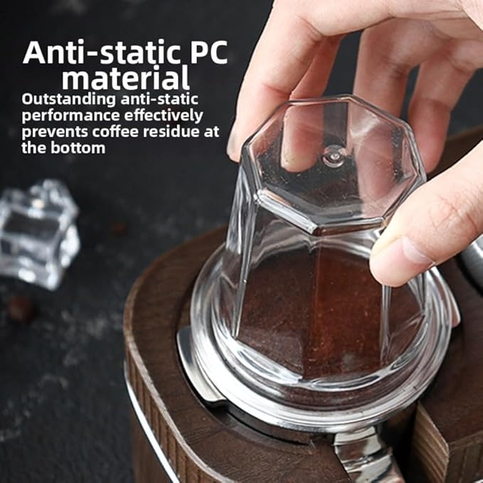 Transparent PC Coffee Dosing Cup 51mm Thickened Coffee Grounds Collector for Espresso Machine Portafilter, Clear Design for Easy Monitoring and Cleaning