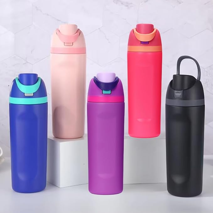 DUTHINGS Insulated Stainless Steel Water Bottle with Straw, 24 oz – Leakproof, BPA-Free Reusable Sports & Travel Bottle with Replacement Straw and Cleaning Brush (Purple)
