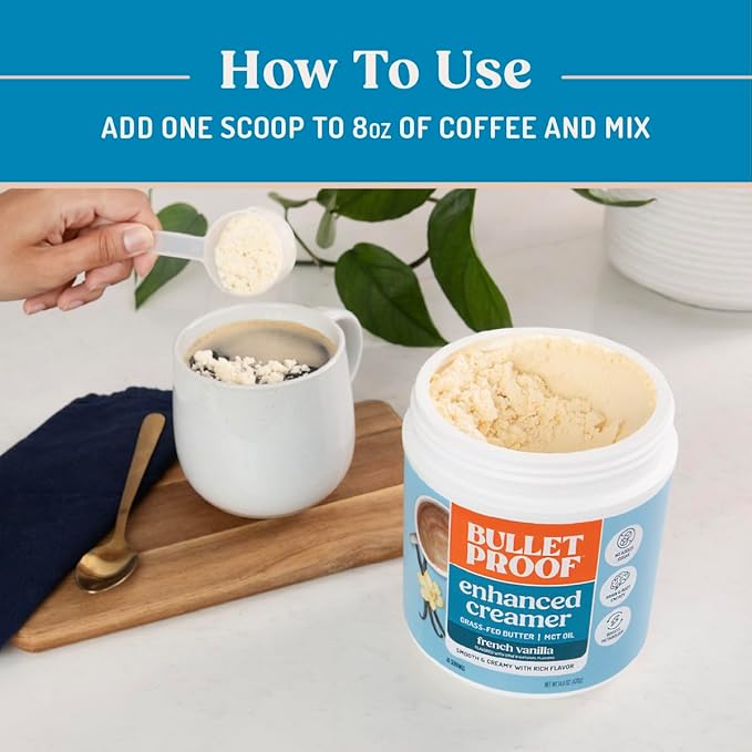 Bulletproof French Vanilla Creamer, 14.8 Ounces, Keto Coffee Creamer with MCT Oil and Grass-Fed Butter