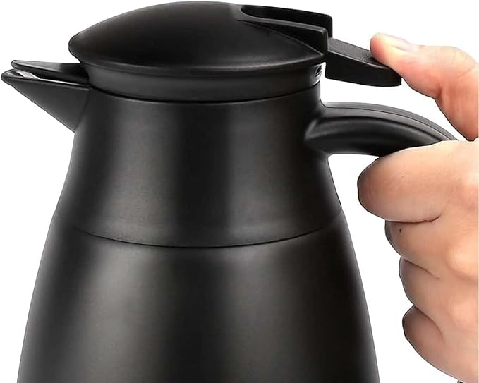 68oz Thermal Coffee Carafe, Airpot Insulated Coffee Urns Stainless Steel Vacuum Thermal Pot Dispenser for Coffee, Hot Water, Tea, Hot Beverage - Keep 12 Hours Hot, 24 Hours Cold (2 Pack Black)