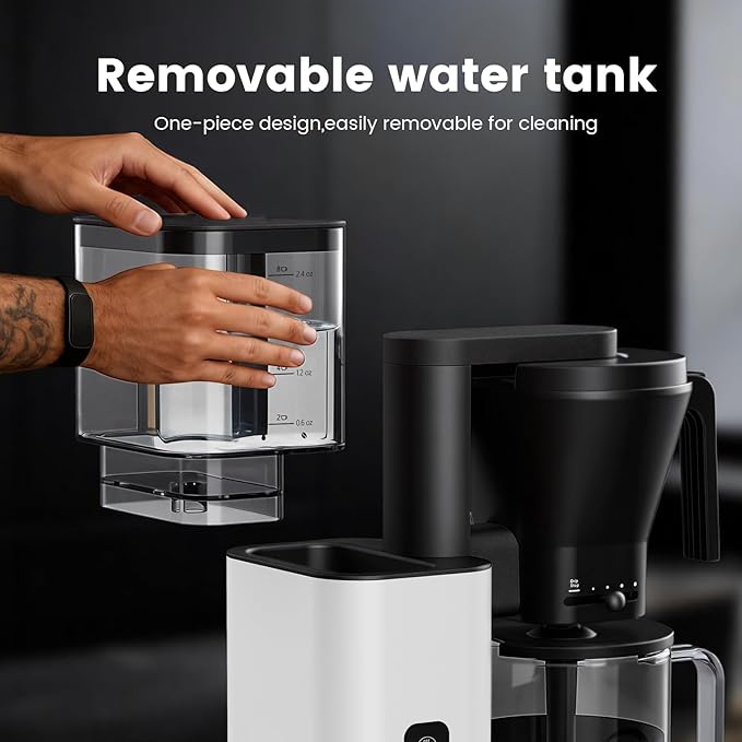 Kismile 8-Cup Drip Coffee Maker,Rapid Heating System for Seconds Brewing,Automatic Pour Over Coffee Machine,Detachable Water Tank,Deep Cold Brew & Keep Warm 40 Min, Easy to Clean (White)