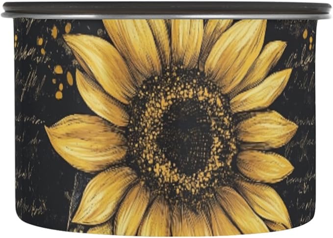 ALAZA Sunflower Vintage Airtight Coffee Bean Canister 900ml Food Storage Containers with Lids For Gournd, Tea, Sugar, Flour, Rice, Cereal, Candy Cookie Jar