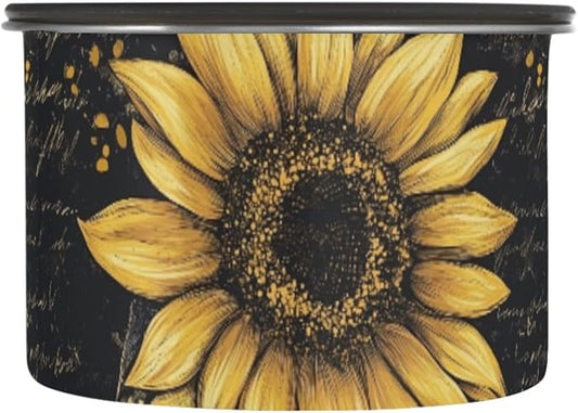 ALAZA Sunflower Vintage Airtight Coffee Bean Canister 900ml Food Storage Containers with Lids For Gournd, Tea, Sugar, Flour, Rice, Cereal, Candy Cookie Jar