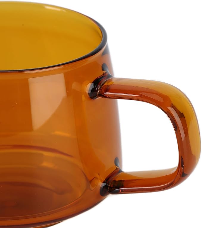 Glass Coffee Mugs, Wide Mouth Mocha Hot Beverage Mugs Clear Espresso Cups Drinking Glass with Handle for Latte, Cappuccino, Hot Chocolate, Tea and Juice(Brown)
