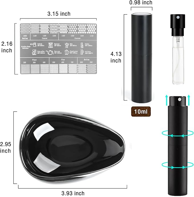 Coffee Bean Dosing Cup, 20g-30g with Wide Spout, Stable Base Ceramic, Includes RDT Spray Bottle, Metal Grind Size Reference Card, Single-Dose Espresso Bean Cup for Coffee Grinder Workflow