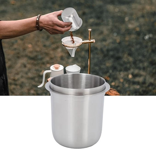 Espresso Dosing Cup Sturdy Stainless Steel Coffee Making Dosing Cup, 150ml 58mm Universal Inverted Coffee Powder Cup for Coffee Machine, 2.7x2.3x2.9in Espresso Cup Release Hand Kit (Silver)