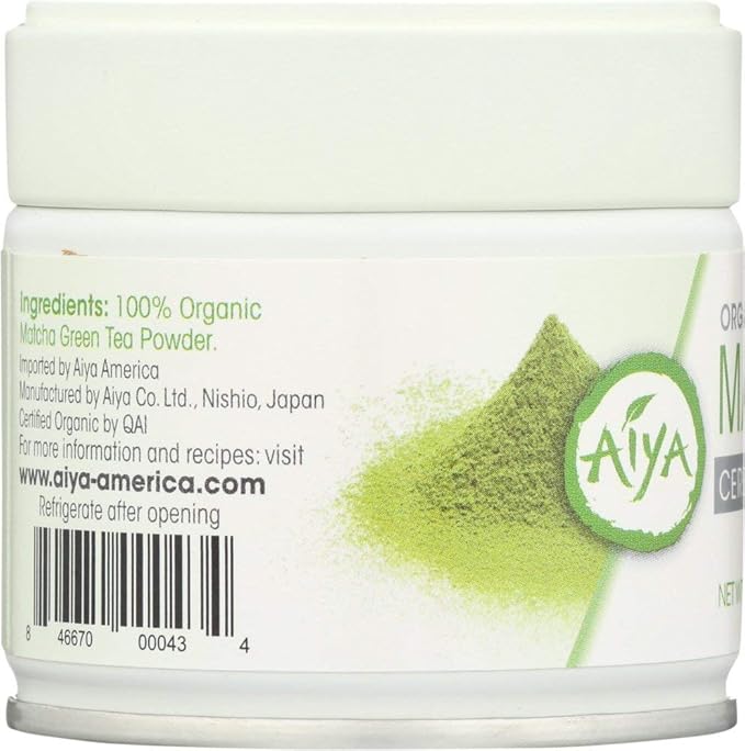 Aiya Organic Ceremonial Grade Matcha Powder - Premium Matcha Ceremonial Grade, Vibrant Jade Green Color, Mild Natural Sweetness, Japanese Tea Ceremonies - 30g Tin