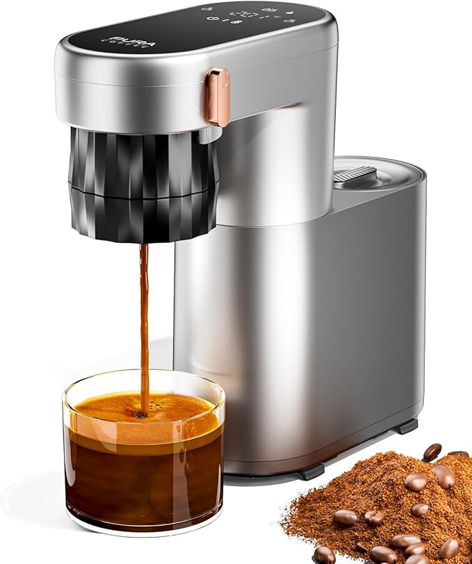 C1 Small Espresso Machine, with Ground Coffee, Portable Electric Coffee Maker, 20 Bar Travel Espresso Maker, Rechargeable, for RV, Car, Camping, Hiking, Office, Home Use