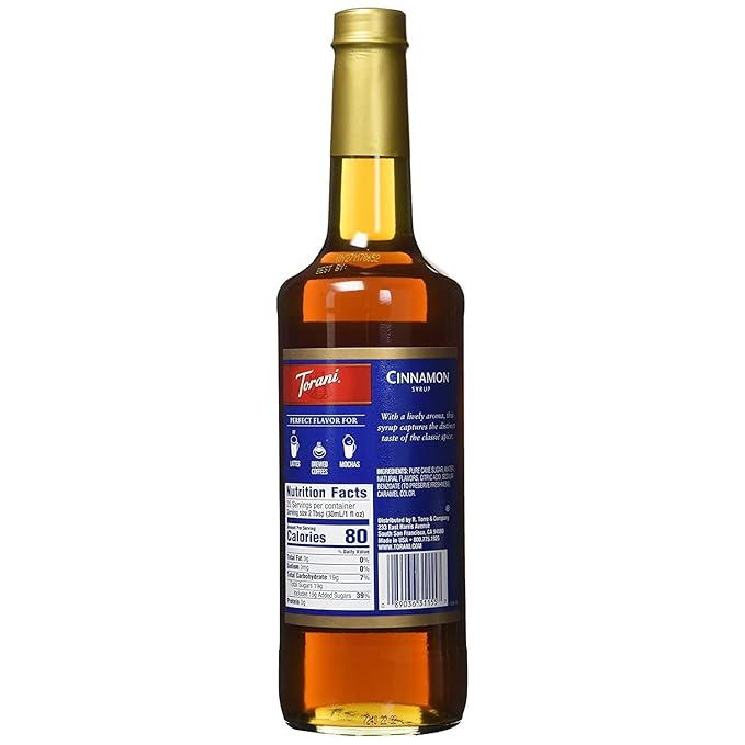Torani Coffee Syrup, Cinnamon Flavored Syrup for Drinks, Pump Included, 25.4 Fl Oz