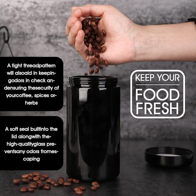 500g Black Ultraviolet Glass Jar with Lid,500 ml Airtight Smell Proof Container,Refillable Containers Jar,Ideal for Long term storage Oil,Coffee,Spices (D capacity: 500ml-1PCS)