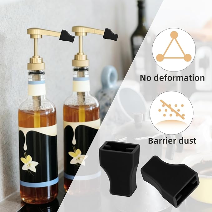 20 Pcs Black Coffee Syrup Pump Tip Covers Portable Rubber Pourer Caps Reusable Syrups Practical Pourer Caps for Long Lotion Pumps,Sugar, Liquor Bottle, Syrup Pump