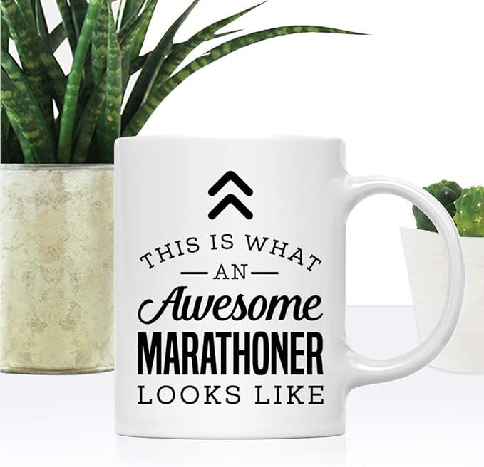Andaz Press 11oz. Ceramic Coffee Tea Mug Thank You Gift, This is What an Awesome Marathoner Looks Like, 1-Pack, Birthday Christmas Gift Ideas Coworker Him Her, Includes Gift Box