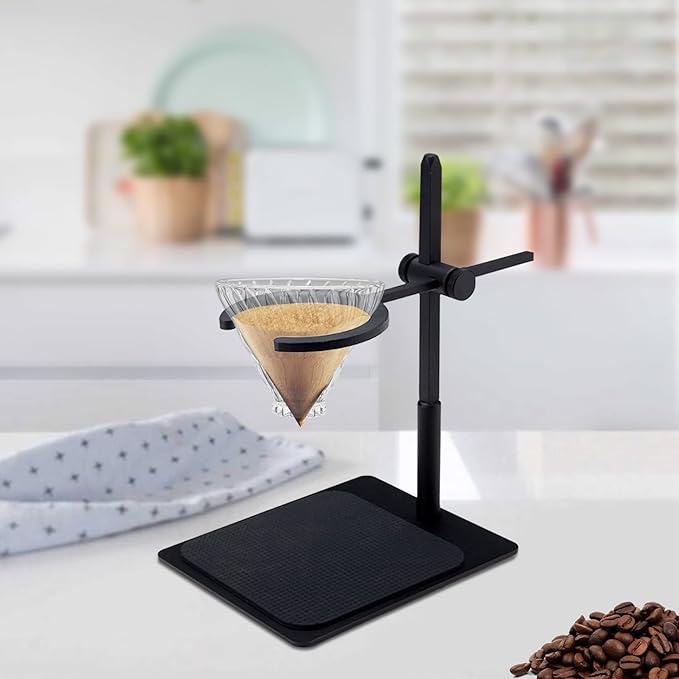 Fetcoi Pour Over Stand Coffee Station, Black Aluminum Pour Over Coffee Dripper Adjustable Coffee Filter Stand Holder for Coffee Connoisseurs, Coffee Lovers for Best Coffee Experience