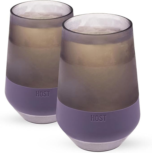Host Freeze XL Cooling Cup in Double Walled Insulated Freezable Drink Chilling Tumbler with Freezing Gel, 12oz Deep Lilac Purple Set of 2