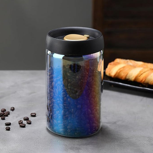 Colorful Coffee Vacuum Container Jars, Food Coffee Bean Storage Containers with Lids Airtight, Manual Vacuum Extraction Sealed Tank (Colorful, 1200, Milliliters)
