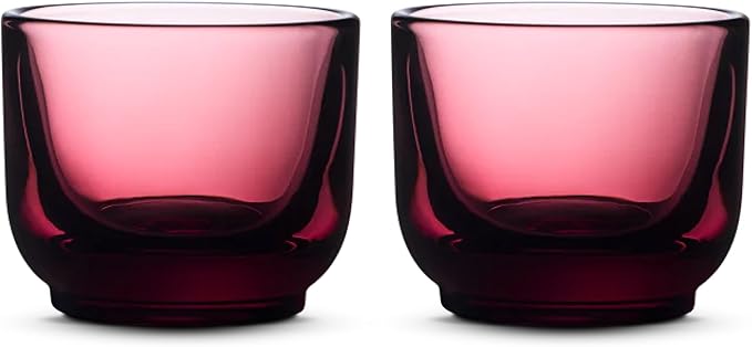 Fellow Pirch Espresso Glasses 3.5 oz Artisanal Cups, Set of 2, Dishwasher Safe Coffee Glasses for Espresso Shots & Latte Art – Garnet