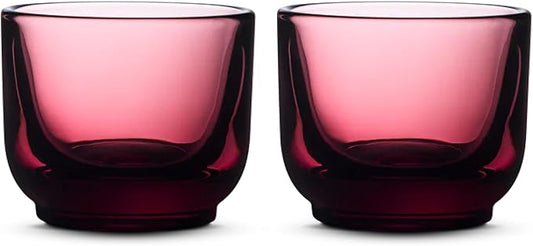 Fellow Pirch Espresso Glasses 3.5 oz Artisanal Cups, Set of 2, Dishwasher Safe Coffee Glasses for Espresso Shots & Latte Art – Garnet