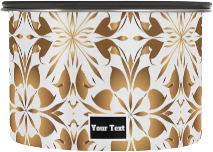 ALAZA Gold Geometric Flower Floral Kitten Cats Airtight Coffee Bean Canister Customed 900ml Food Storage Containers with Lids For Gournd, Tea, Sugar, Flour, Rice, Cereal, Candy Cookie Jar