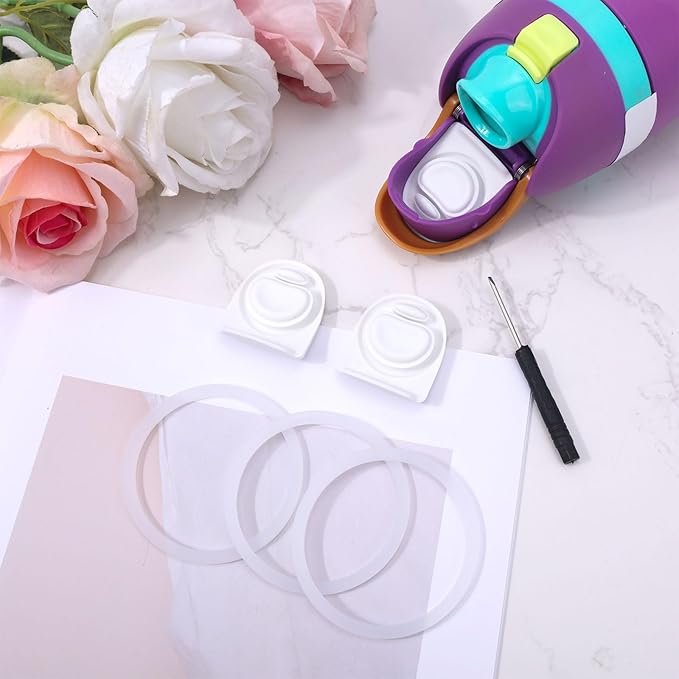 3pcs Bottle O Seal Ring & 3pcs Gasket Replacement Stopper for Owala FreeSip Cap, Silicone Water Bottle Plug Stopper BPA Free Top Lid Mouth Parts Compatible with Owala FreeSip 24oz 32oz