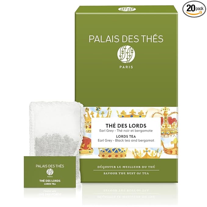 Palais des Thés - Tea of Lords - Earl Grey Black Tea & Bergamot - Premium Tea Bags, Serves 20 Cups