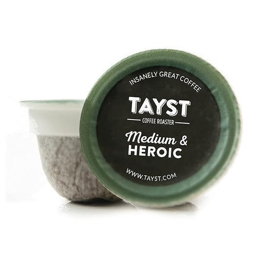 Tayst Coffee Pods, Medium & Heroic Medium Roast, K Cups Compatible with Keurig Coffee Maker, Sustainable Single Serve, Pack of 100