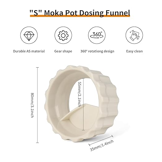 Bincoo Coffee Maker Dosing Funnel 54mm for Moka Pot-Coffee Powder Filler Funnel,Anti-Flying Powder Distribution Tool for 2-3 Espresso Cup Moka Pot(Beige-S 54mm)