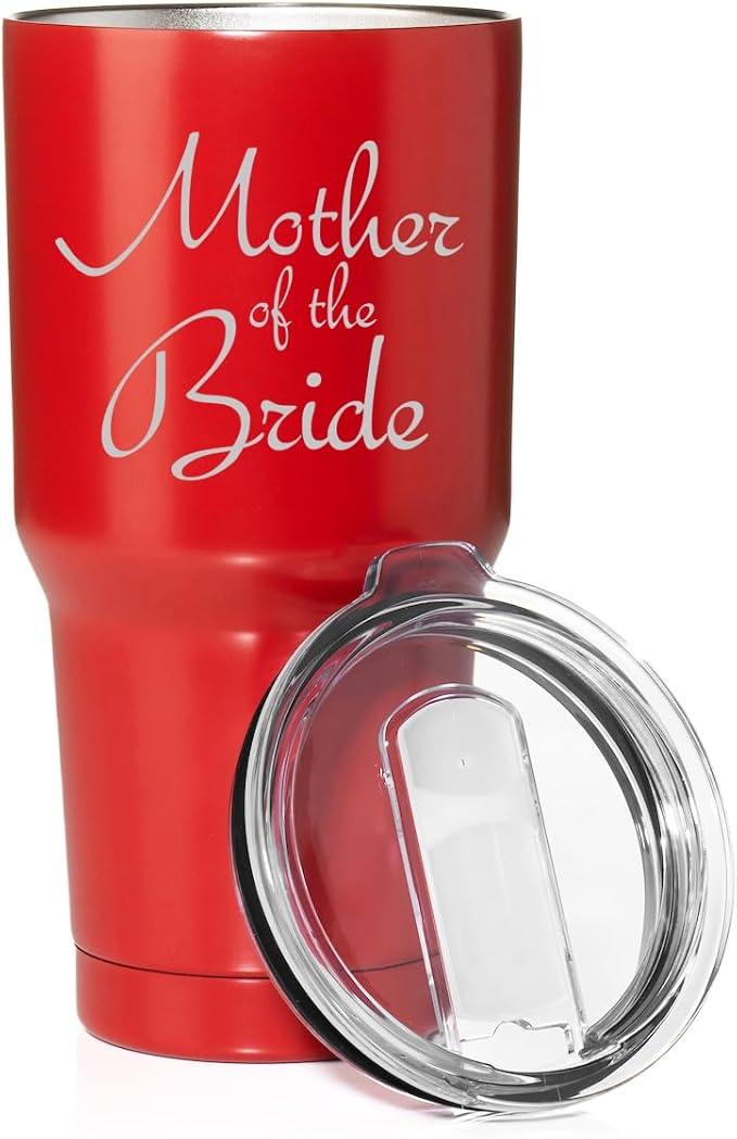 Smooth Body Tumbler Stainless Steel Vacuum Insulated Travel Mug Cup Gift Mother Of The Bride (Red, 30 oz)