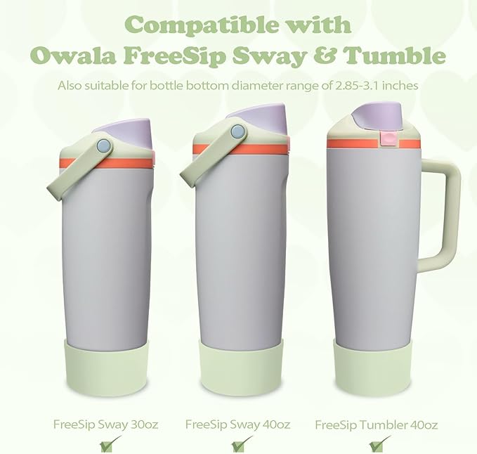 2PCS Silicone Boots for Owala 30oz & 40oz FreeSip Sway Bottles & Tumblers – Non-Slip, Scratch-Resistant, Stability Enhancer for Owala Accessories (Beach House Green)