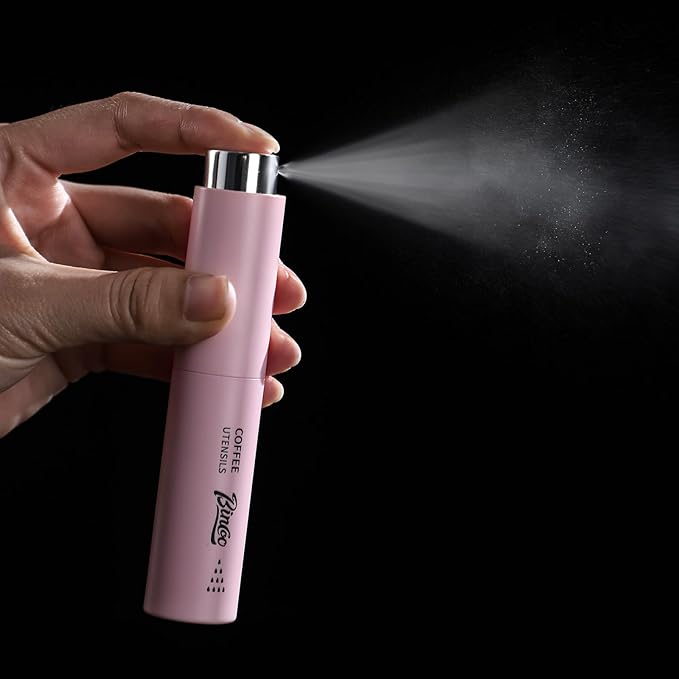 Bincoo Coffee Spray Bottle for RDT Technique - 10ml Mini Atomizer, Pre-Grind Moisture Mist for Grinding, Portable & Refillable with Carabiner Clip (Silver-1 Coffee Spray Bottle)