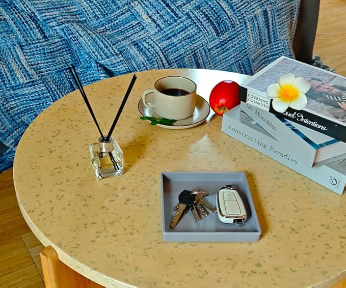 Small Square Tray (5.9 inch) 3 Pack, Durable Gray Tray for Desserts & Organization, Lightweight for Coffee, Drinks, Party, Seasoning, Perfume and Display.