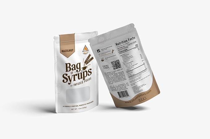 Single Serving Hazelnut Syrup Packets for Coffee and Cocktails - 6mL Each, 30 Count - Bag of Syrups by Infused Pours (6mL, Hazelnut)