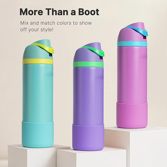Silicone Boot for Owala 24 oz Water Bottle, Anti-Slip Protective Sleeve Bottom Cover for Owala Twist/FreeSip/Flip Stainless Steel Water Bottle (Purple)