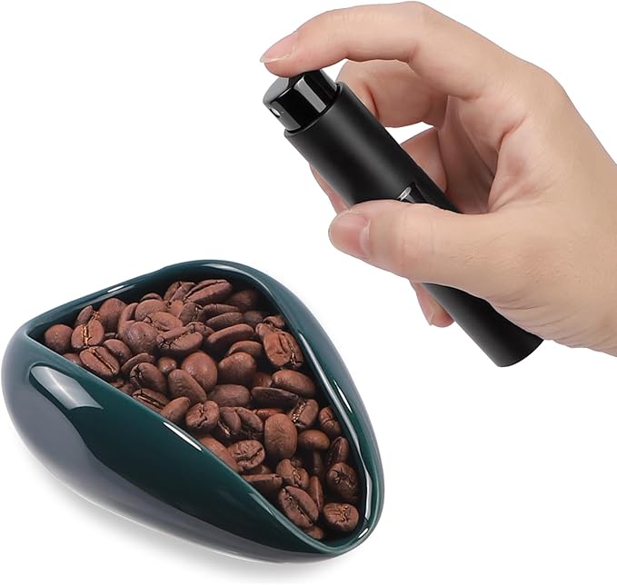 FEUNLEM Coffee Bean Dosing Cup and Spray Bottle Set - Ceramic Espresso Accessories Kit, 8ml Static Reducing Sprayer for Cafe, Home Use | Barista-Approved Dosing Tools