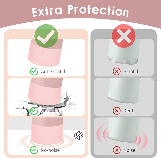 2PCS Silicone Water Bottle Boot, Compatible with Owala 24oz 32oz 40oz, Protective Anti-Scratch & Anti-Dent No Noise Sleeve Cover for FreeSip/Twist/Flip Water Bottles (Rose Quartz, 32oz)