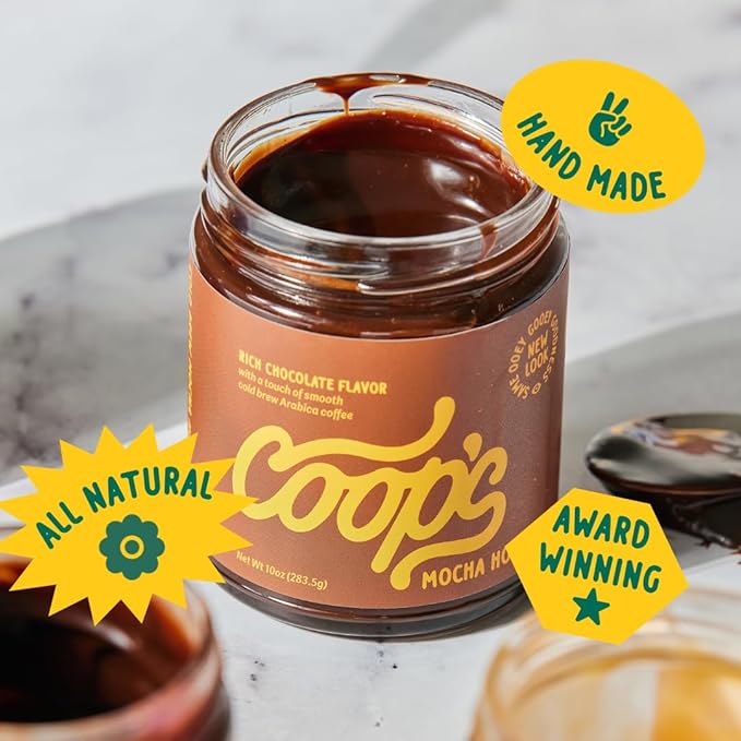 Coop's Mocha Hot Fudge: All Natural Cold Brew Mocha Hot Fudge Gluten Free Toppings for Icecream, Desserts and Coffee - 10 Ounce