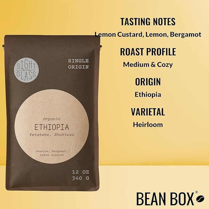 Ethiopia, Yetatebe, Shakisso - Certified Organic - Roasted by Sightglass Coffee - Whole Bean Coffee - 12 Ounce Bag