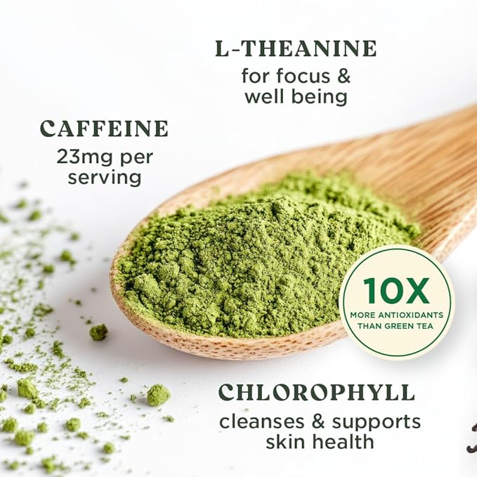 The Harmony Matcha Vanilla (10 Sticks) Premium Sweetened Japanese Matcha Powder, Rich in Antioxidants & L-Theanine, Dairy, Gluten, & Preservative Free, Serve Hot or Iced