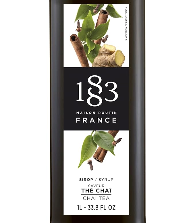 1883 Chai Tea Syrup for Drinks, Made in France, 1 Liter Glass Bottle