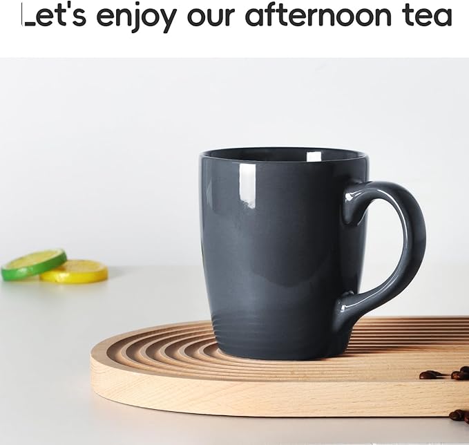 Smilatte 20 OZ Large Coffee Mug, Nice Ceramic Boss Tea Cup with Big Handle for Dad Men Women, Unique Style For Any Kitchen, Pure Gray