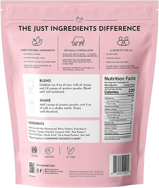JUST INGREDIENTS Strawberries and Cream Protein Powder - NSF