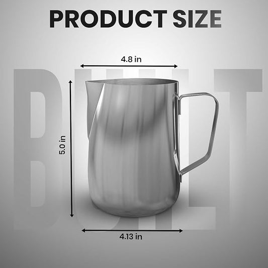 Rattleware 32 oz Macchiato Milk Frothing Pitcher Premium Stainless Steel Latte Art Pitcher with Drip Resistant Spout and Comfortable Handle for Home Cafe Barista Restaurant and Commercial Espresso Use