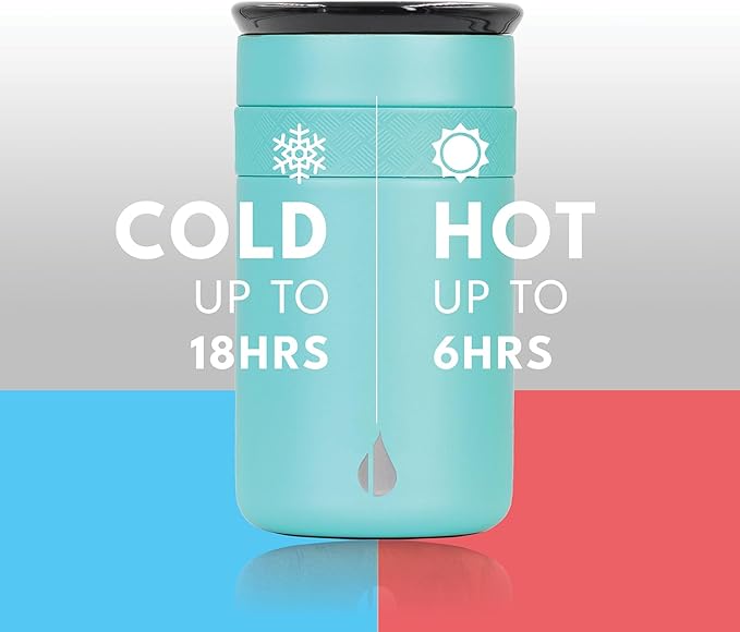 Elemental Artisan Insulated Tumbler, Triple Wall Coffee Travel Mug, Reusable Stainless Steel Coffee Tumbler with Ceramic Lid, Thermal Coffee Cups for Hot (6 Hrs) & Cold (18 Hrs), 12oz - Robin's Egg
