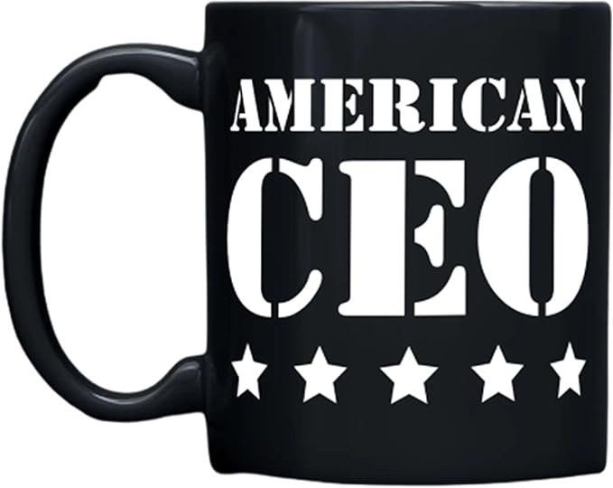 THE CEO Stylish Coffee Mug for Coffee Lovers - Premium Boss Mug with Gloss Finish - Premium Ceramic, Microwave Safe, 11oz Gift Mugs - Five Star American CEO (Black)
