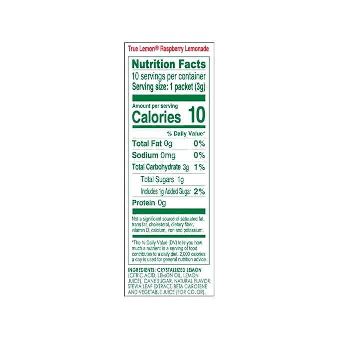 True Lemon Raspberry Lemonade 10ct (Pack of 12) - Drink Mix - No Artificial Sweeteners, Low Calorie - Powdered Drink Mixes & Flavors - Water Flavor Packets & Water Enhancer with Stevia