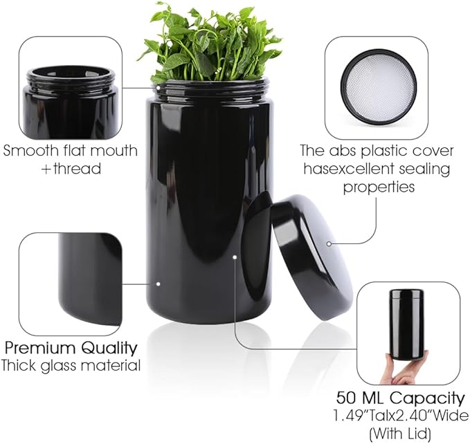 500g Black Ultraviolet Glass Jar with Lid,500 ml Airtight Smell Proof Container,Refillable Containers Jar,Ideal for Long term storage Oil,Coffee,Spices (D capacity: 500ml-1PCS)